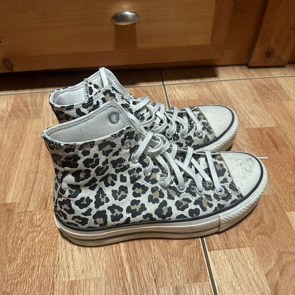 Converse Leopard Print High-Top Sneakers - Picture 3 of 7